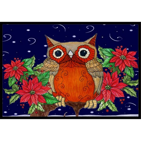 Carolines Treasures Whose Happy Holidays Owl Indoor and Outdoor Mat- 24 x 36 in. PJC1097JMAT